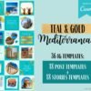 Instagram Template Blue - Teal and Gold IG post and story editable templates Canva | great for travel business | Instagram Grid Template